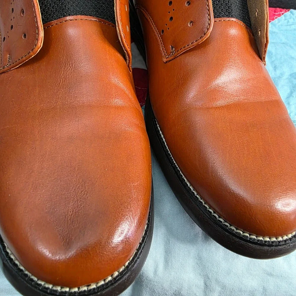 Harrison Myles Oxford Dress Shoes Mens 12 Tan Brown Brogue Ultralights No Laces